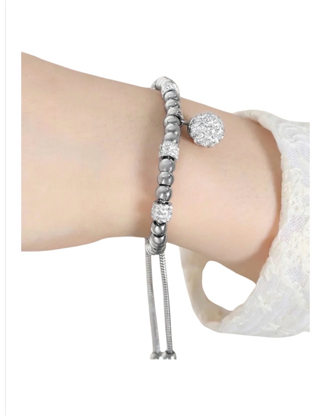 Crystal Bead Slider Bracelet NWT 18KT Gold Plated PVD Coated